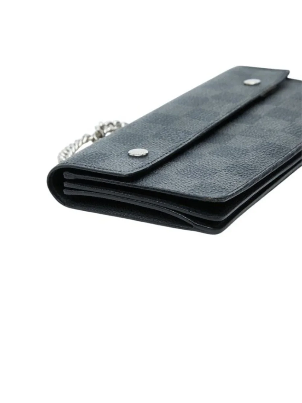 Louis Vuitton Damier Graphite Portefeuille Accordion Wallet Chain Black Leather